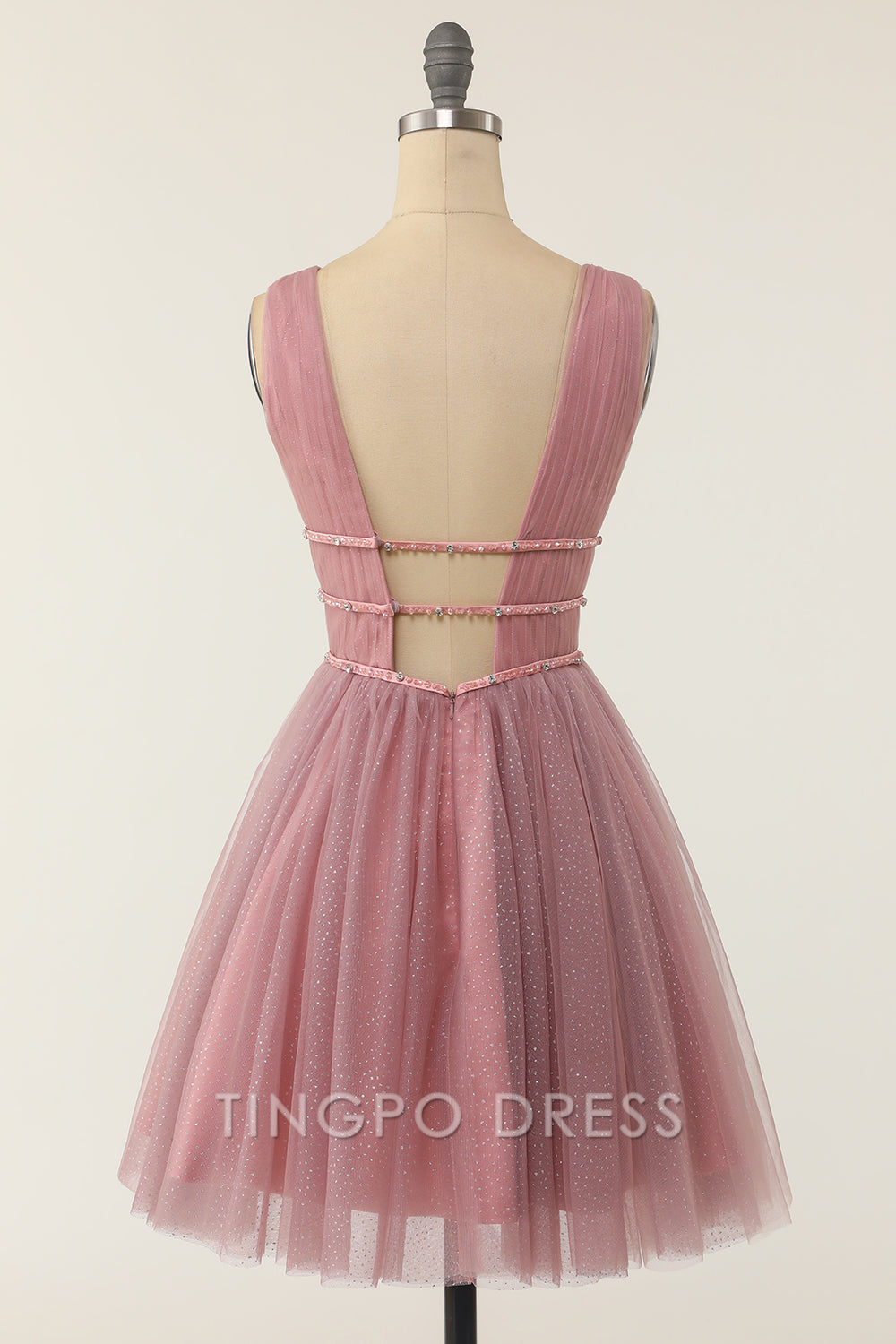 TingPo Wholesale Elegant Taro Purple Tulle Short Prom Dress formal wear dresses